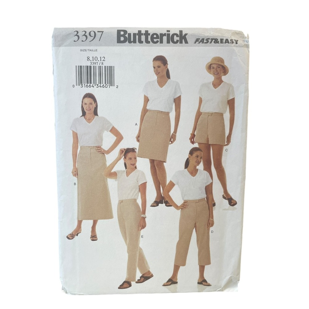 Butterick 3397 Misses Skirt Shorts Pants Size 8-12 Fast & Easy UNCUT FF